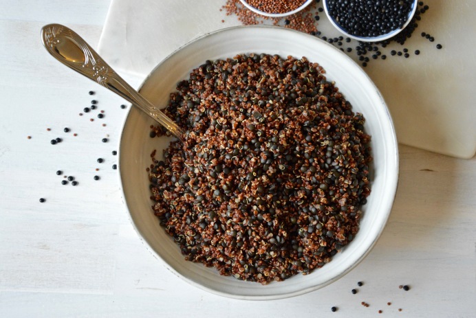 Beluga lentils and red quinoa
