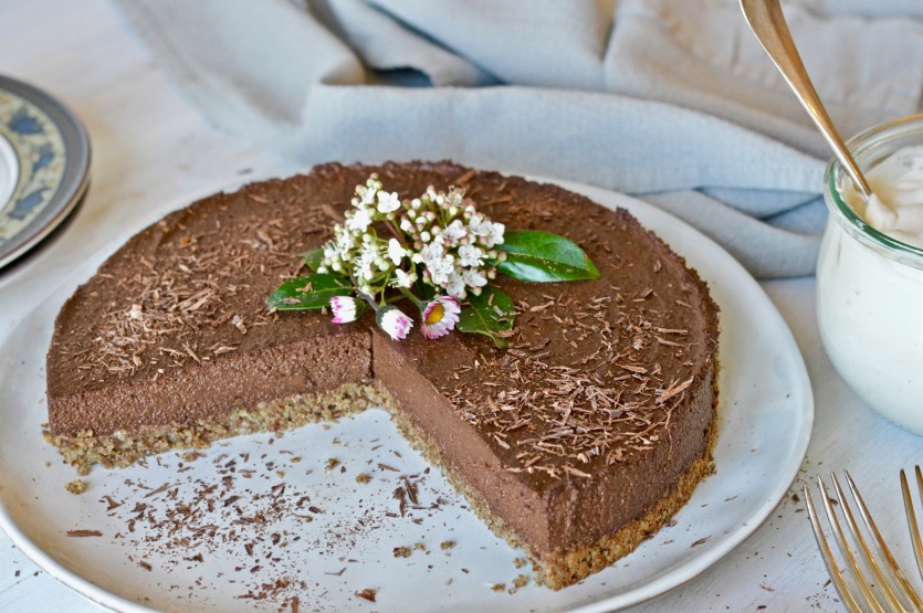Raw plant-based chocolate pie.